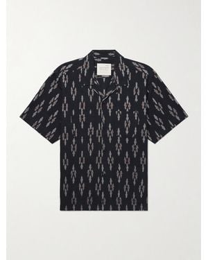 Kardo Pedro Camp-Collar Printed Cotton Shirt - Black