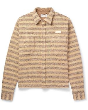 4SDESIGNS Logo-Appliquéd Raffia And Tweed Overshirt - Natural