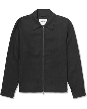 NN07 Alban 1454 Linen Blouson Jacket - Black