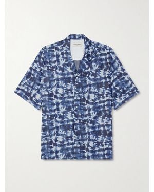 Officine Generale Eren Camp-collar Tie-dyed Lyocell Shirt - Blue