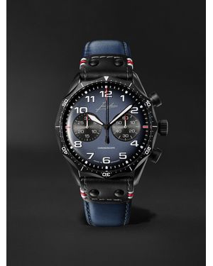 Junghans Meister Pilot Chronoscope Limited Edition Automatic 43.3Mm Dlc-Coated Stainless Steel And Leather Watch, Ref. No 27/3396.00 - Black