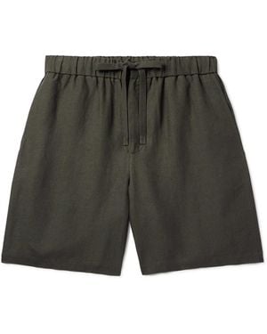 De Bonne Facture Lounge Straight-Leg Linen Drawstring Shorts - Gray