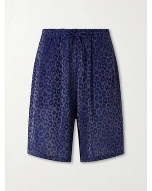 Needles H.D. Straight-Leg Leopard-Jacquard Drawstring Shorts - Blue