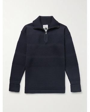S.N.S. Herning Fisherman Virgin Wool Half-Zip Jumper - Blue