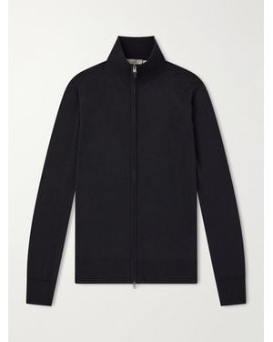 Canali Wool Zip-Up Sweater - Blau