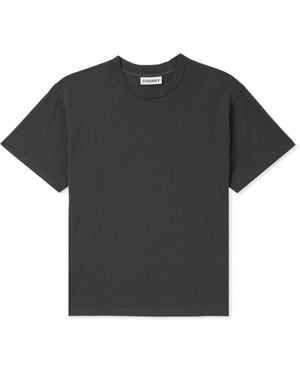 CHERRY LA Garment-Dyed Embroidered Cotton-Jersey T-Shirt - Black