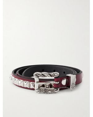 Enfants Riches Deprimes 2Cm Logo-Embossed Studded Leather Belt - Red