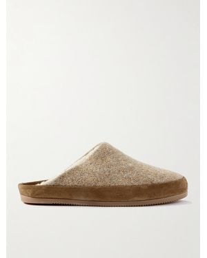 Mulo Suede-Trimmed Shearling-Lined Recycled-Wool Slippers - Brown
