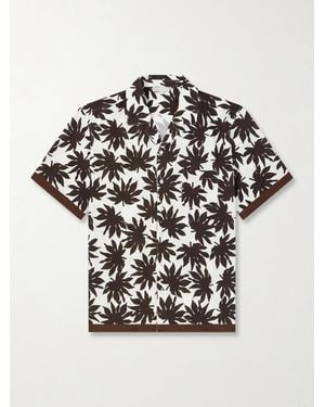 Onia Camp-Collar Printed Satin Shirt - Black
