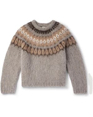 Celine Fair Isle Brushed Alpaca Wool-Blend Sweater - Brown
