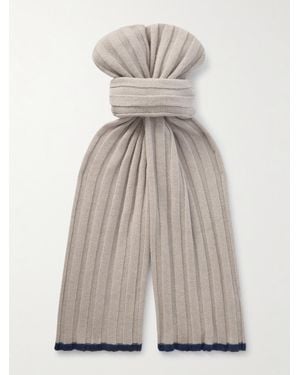 Brunello Cucinelli Ribbed Cashmere Scarf - Natural