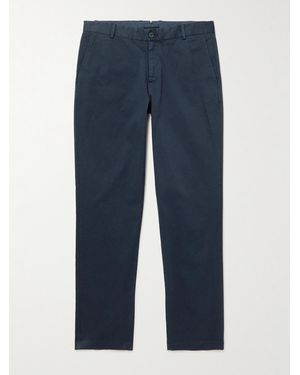 Sunspel Straight-Leg Cotton-Blend Twill Chinos - Blue