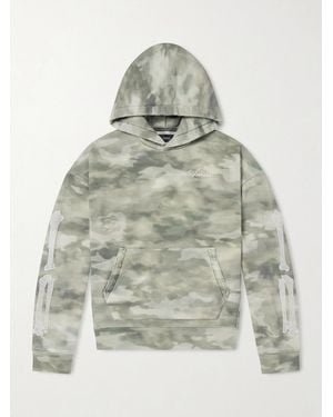 Amiri Logo-embroidered Appliquéd Camouflage-print Cotton-jersey Hoodie - Grey