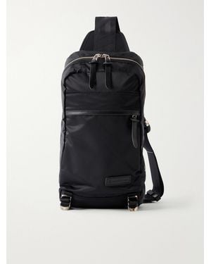 master-piece Lightning Leather-Trimmed Shell Sling Backpack - Schwarz
