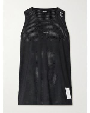 Satisfy Embellished Logo-Appliquéd Space-O Mesh Tank Top - Black