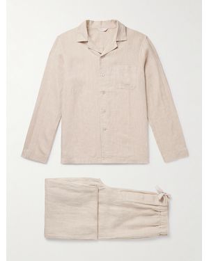 Derek Rose Sicily 1 Linen Pyjama Set - Natural
