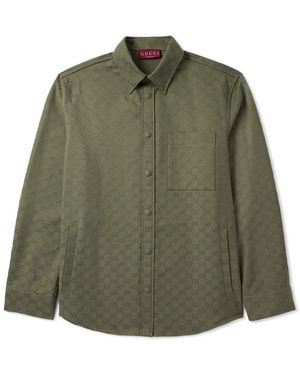Gucci Monogrammed Cotton-Blend Jacquard Shirt - Green