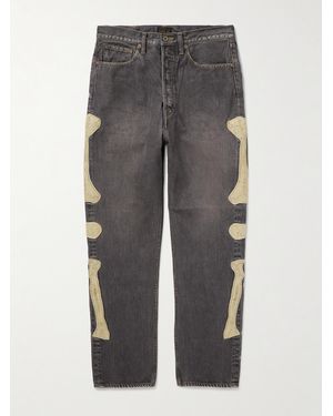 Kapital Slim-Fit Crochet-Trimmed Jeans - Grey