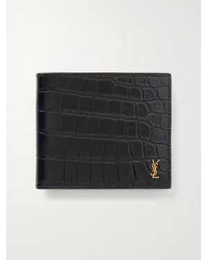 Saint Laurent Croc-effect Leather Wallet - Black