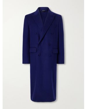 Tom Ford Double-Breasted Brushed Wool And Cashmere-Blend Felt Coat - Blue