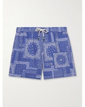 Hartford Straight-Leg Mid-Length Printed Swim Shorts - Blue