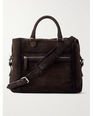 Officine Creative Jules 003 Airbrushed Suede Briefcase - Black