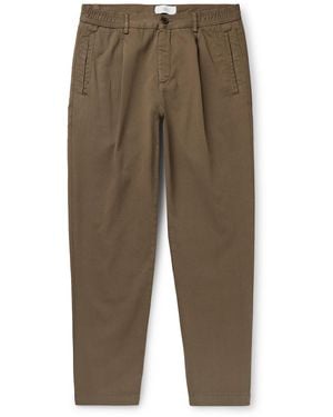 MR P. James Pleated Tapered Organic Cotton-Twill Pants - Green