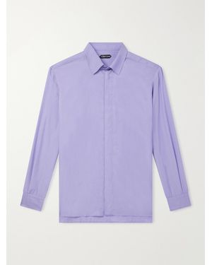 Tom Ford Cotton And Silk-Blend Twill Shirt - Purple