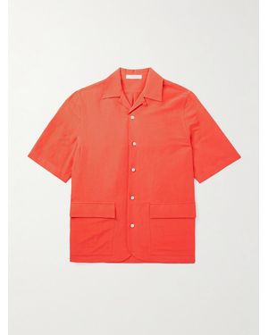 Umit Benan Cuban Convertible-Collar Linen And Silk-Blend Shirt - Red