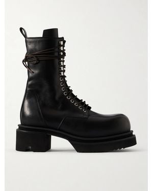 Rick Owens Bogun Leather Lace-Up Boots - Black