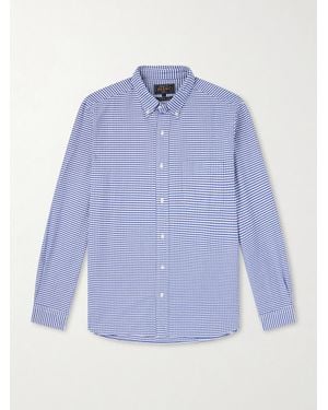 Beams Plus Button-Down Collar Checked Cotton Shirt - Blue