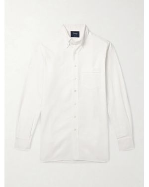 Drake's Button-Down Collar Cotton Oxford Shirt - White