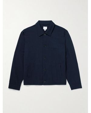 Sunspel Wool-Blend Seersucker Shirt Jacket - Blue