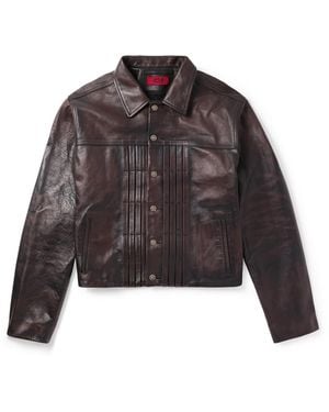 424 Cropped Leather Jacket - Brown