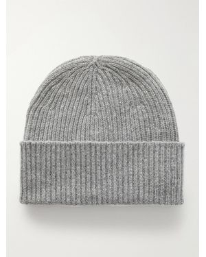 Anderson & Sheppard Ribbed Cashmere Beanie - Grey