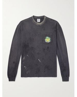 READYMADE Distressed Printed Cotton-Jersey T-Shirt - Blue