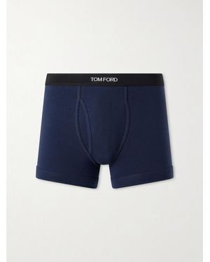 Tom Ford Stretch Cotton-Blend Jersey Boxer Briefs - Blue