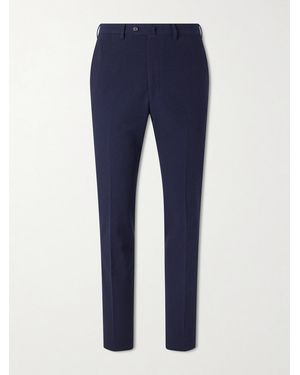 De Petrillo Straight-Leg Cotton-Seersucker Suit Trousers - Blue