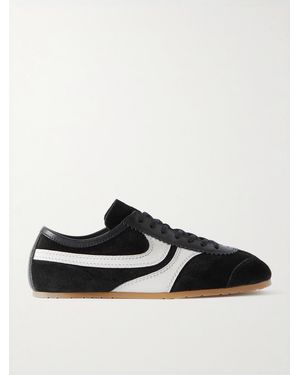 Dries Van Noten Leather-trimmed Suede Trainers - Black