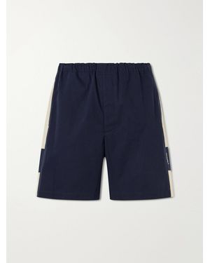 Saint Laurent Cassandre-embroidered Cotton Shorts - Blue