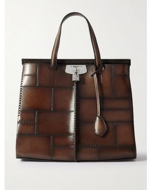 Berluti Luti 38 Patchwork-Tote aus Venezia-Leder mit Mosaico-Flechtmuster - Braun