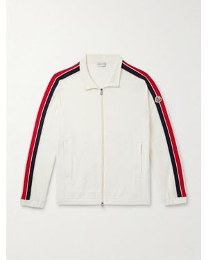 Moncler Striped Cotton-Jersey Track Jacket - Red