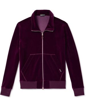 Tom Ford Cotton-Blend Velour Track Jacket - Purple
