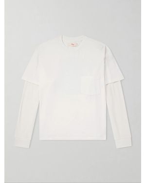CHERRY LA Waffle-Trim Cotton-Jersey Sweater - Weiß