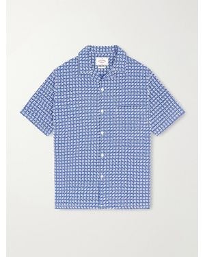 Portuguese Flannel Soul Convertible-Collar Printed Cotton Shirt - Blue