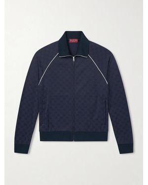Gucci Logo-Jacquard Tech-Jersey Track Jacket - Blue