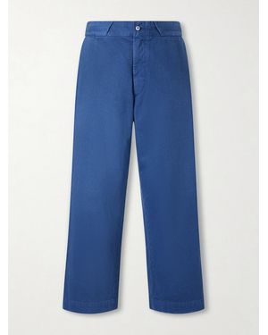 A.PRESSE Straight-Leg Cotton-Twill Trousers - Blue