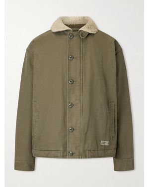 Neighborhood N-1 Fleece-trimmed Logo-print Padded Cotton Jacket - Green