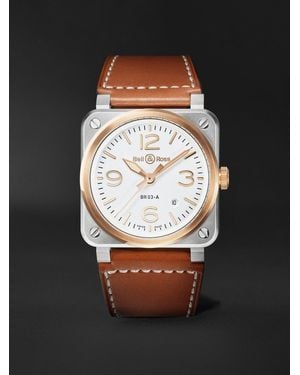 Bell & Ross Br-03 Automatic 41Mm 18-Karat Rose, Steel And Leather Watch, Ref. No. Br03A-Wh-Stpg/Sca - Black