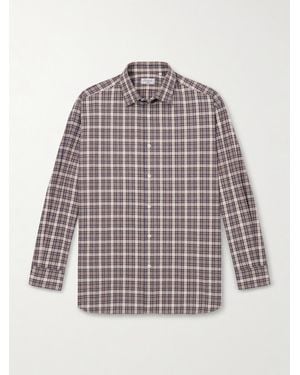 Charvet Checked Cotton-Flannel Shirt - Brown